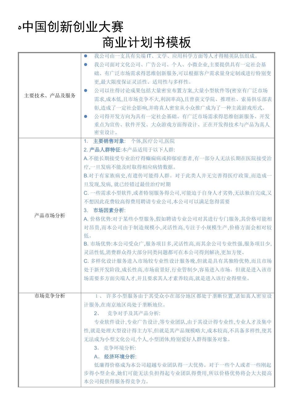 中国创新创业大赛商业计划书_第1页