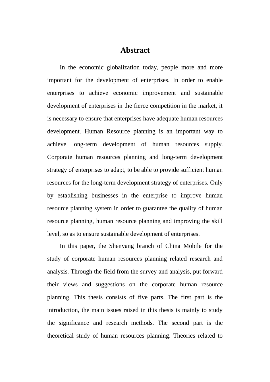 中国移动沈阳分公司人力资源规划研究毕业论文_第3页