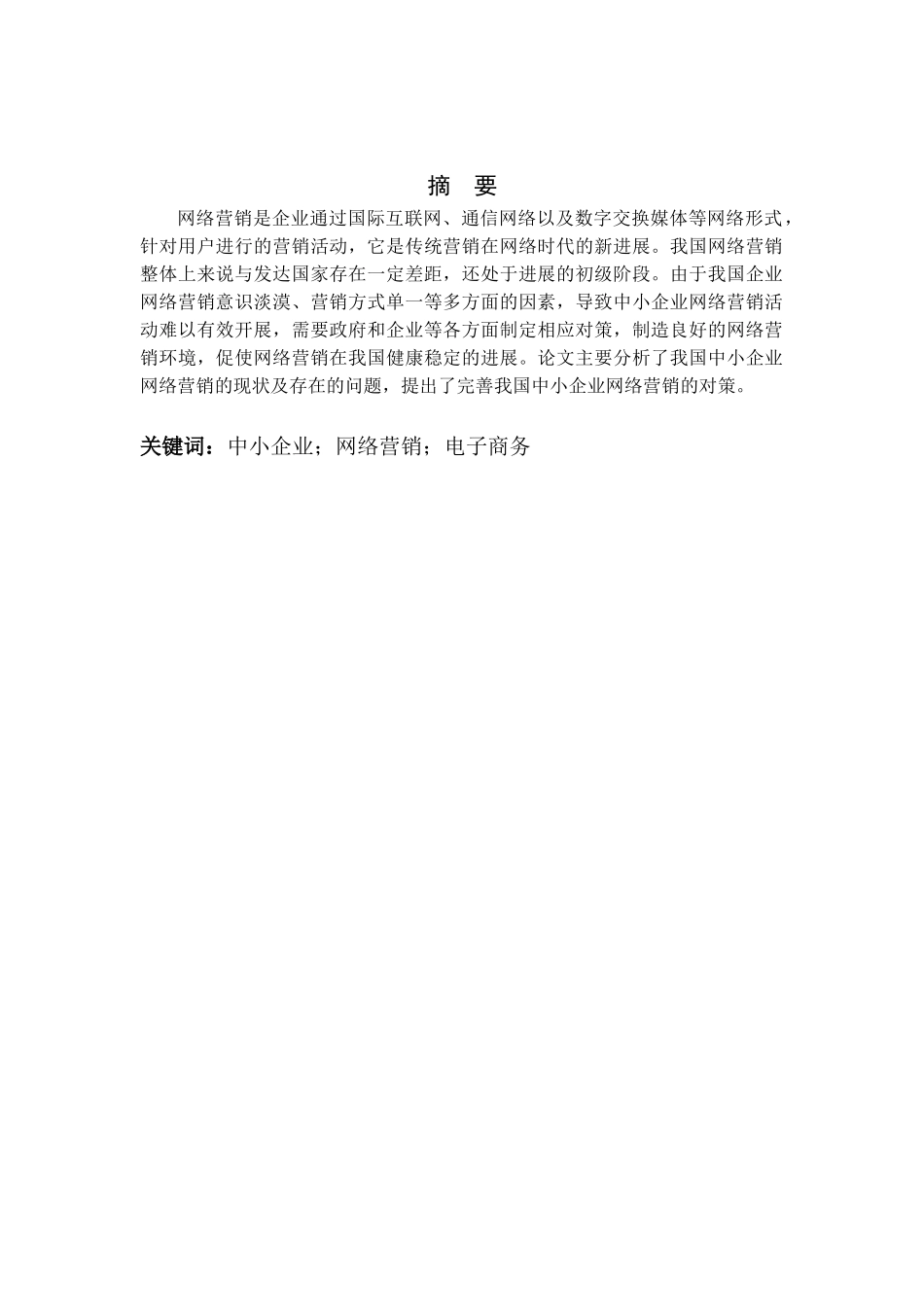 中小企业网络营销策略实施本科论文_第1页