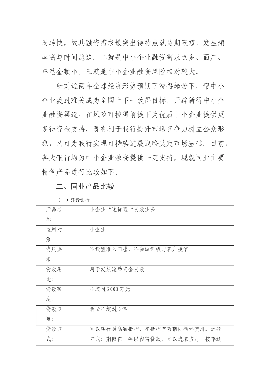 中小企业融资业务产品同业调研报告_第2页