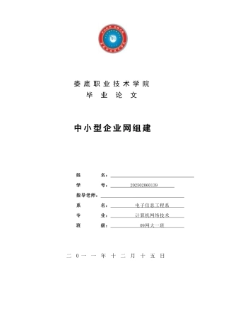 中小型企业网组建--大学论文