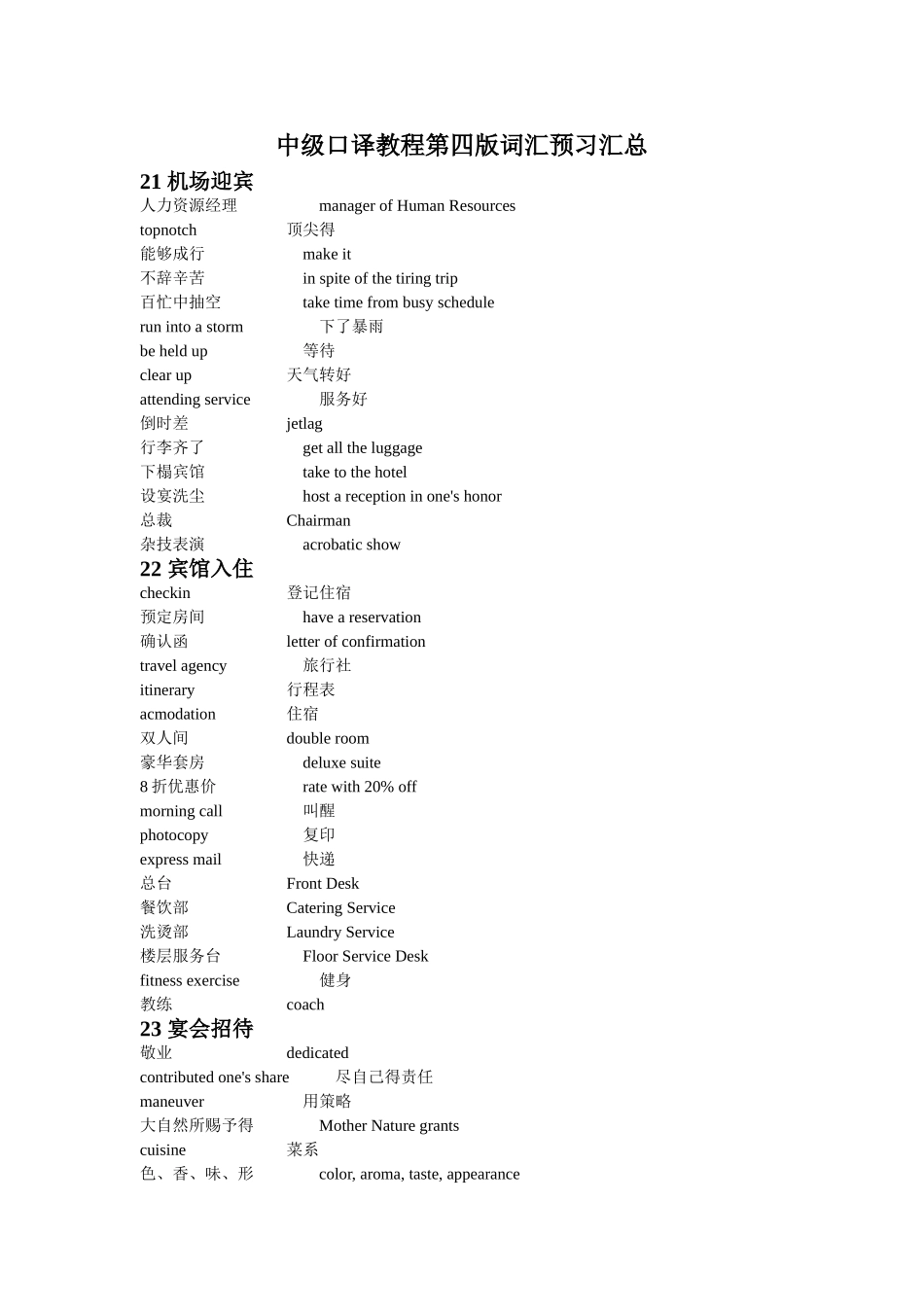 中级口译教程第四版词汇预习汇总_第1页