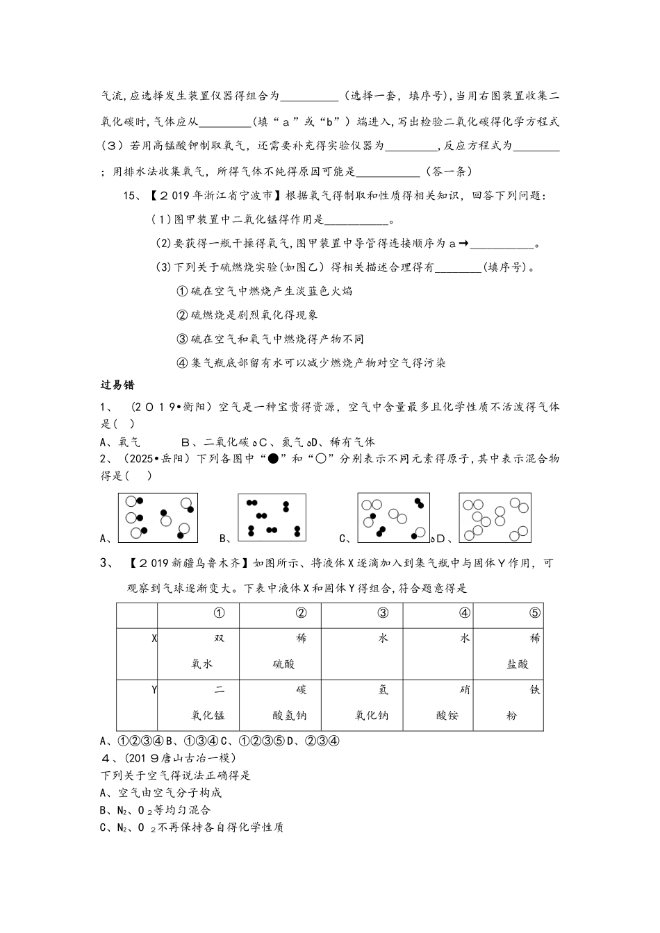 中考化学河北专版精编习题练：主题一  身边的化学物质_第3页