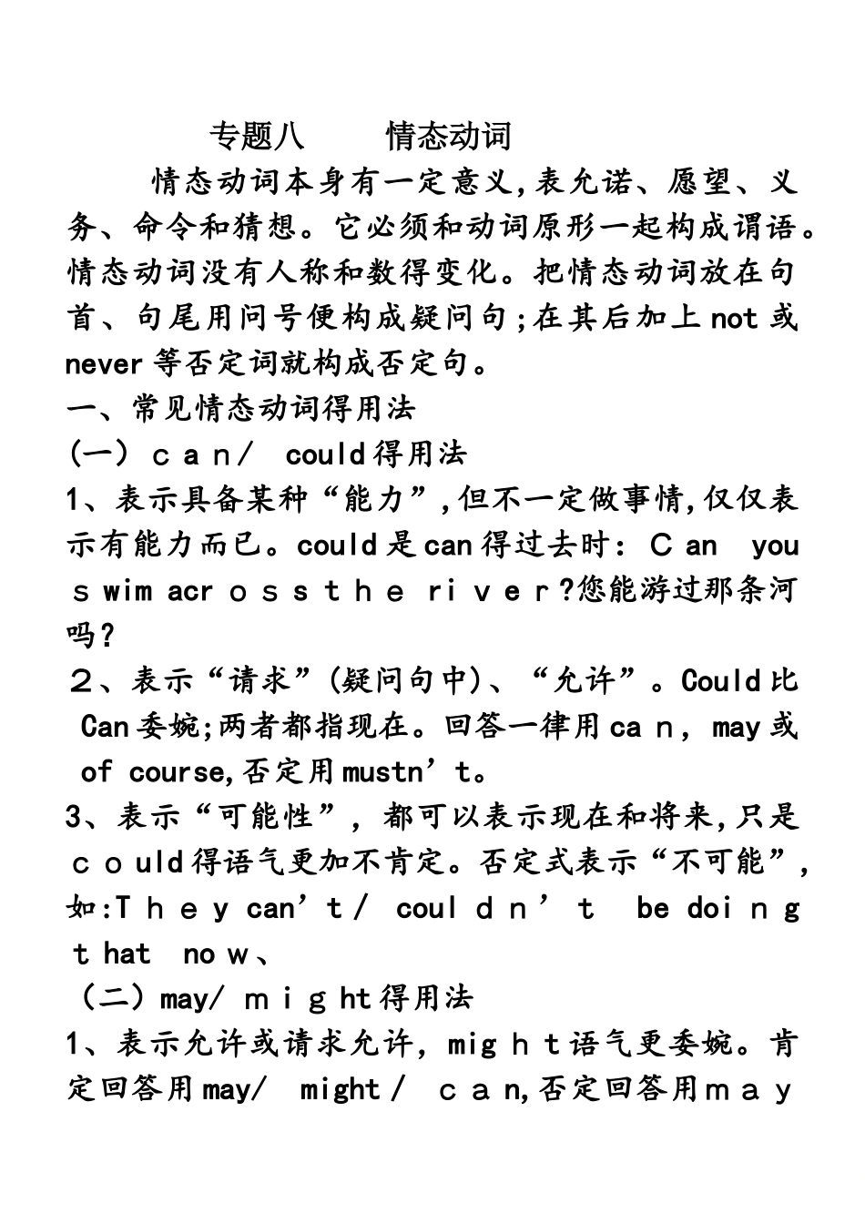 中考复习专题  情态动词_第1页