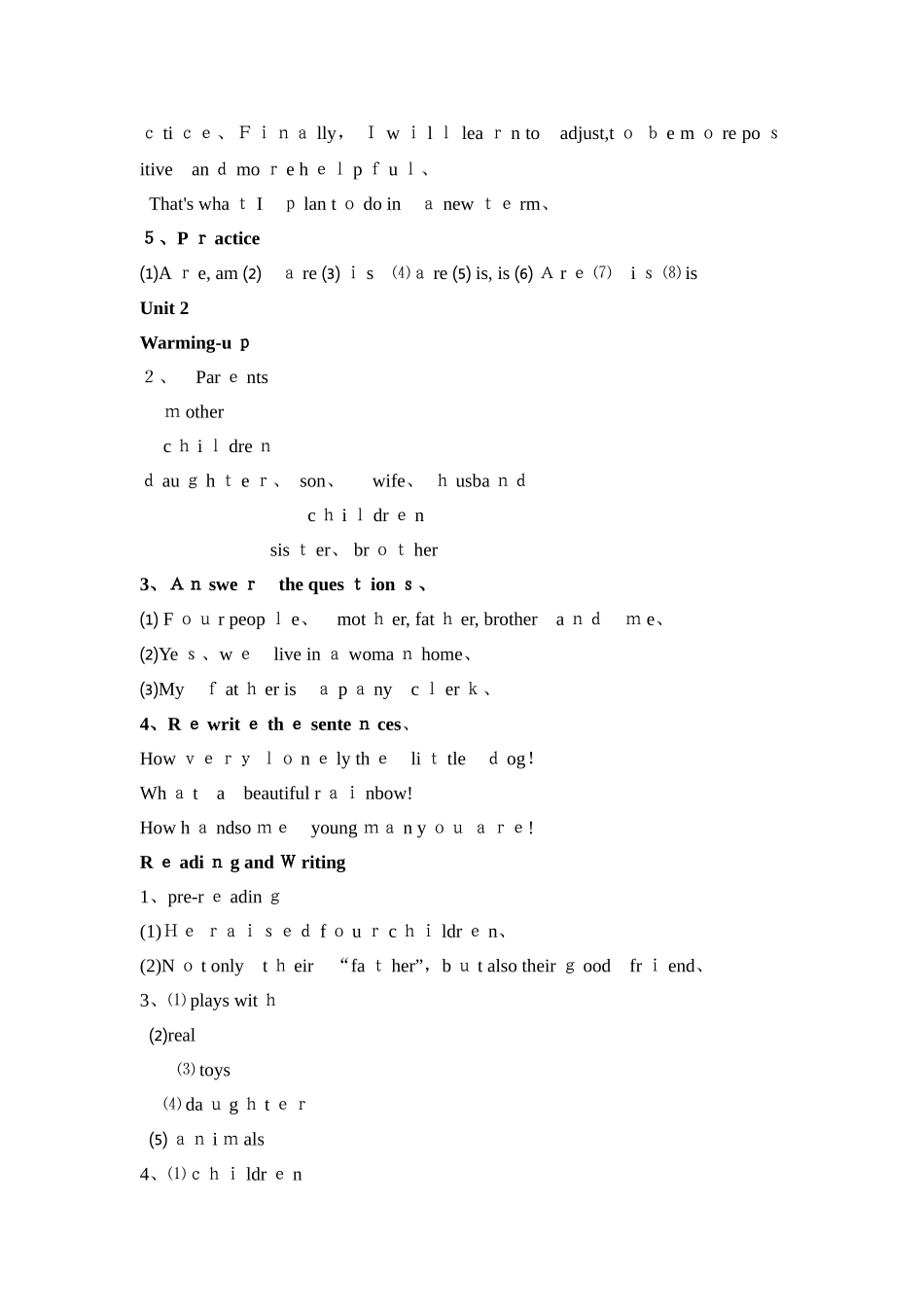 中职  英语基础模块第一册课后答案_第2页