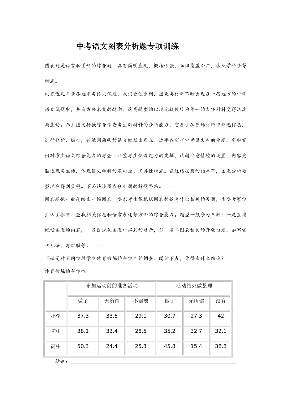 中考语文图表分析题专项训练_第1页