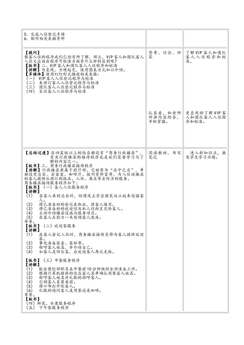 中职酒店服务管理教案_第2页