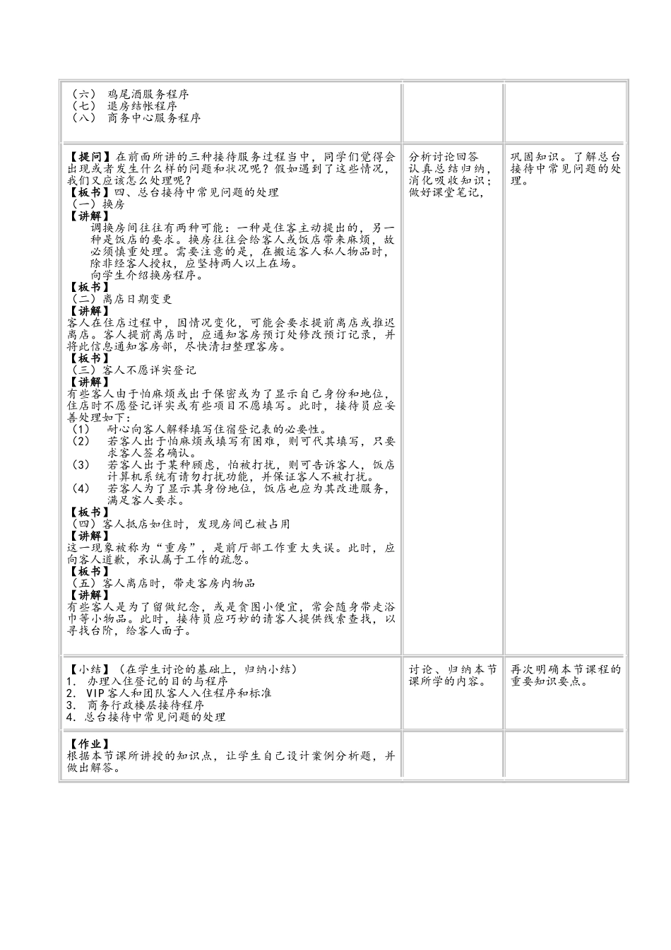 中职酒店服务管理教案_第3页