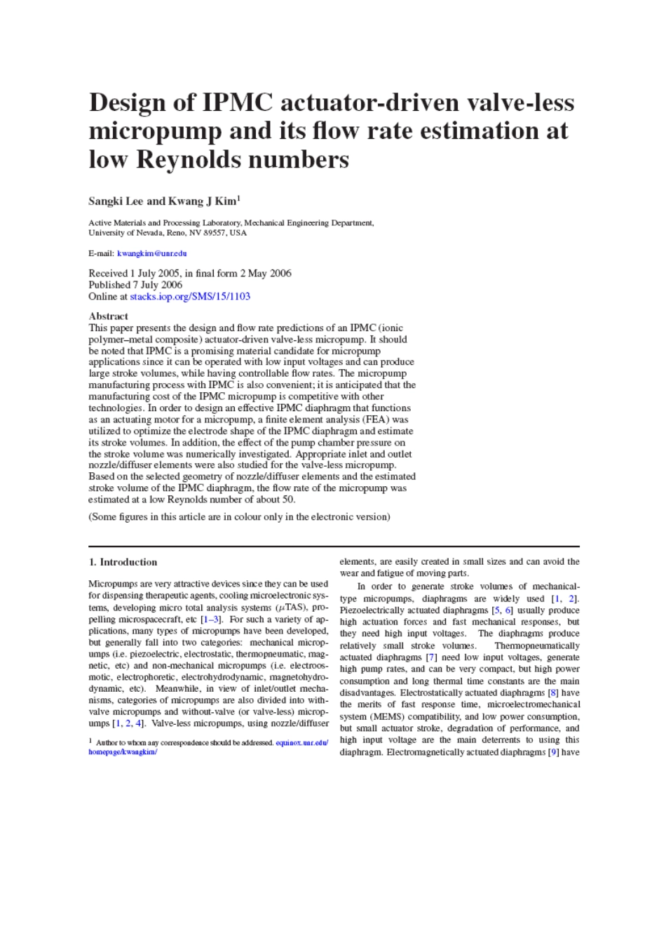 中英文文献翻译ipmc致动器驱动的无阀微型泵设计及其在低雷诺数下的流量估计大学论文_第2页