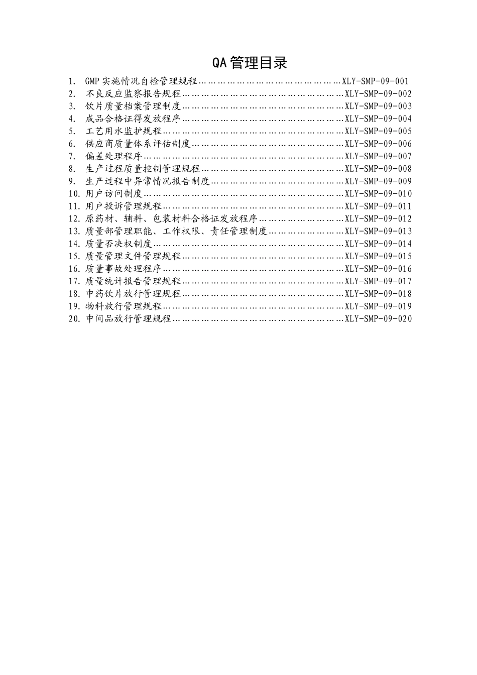 中药饮片厂QA管理制度_第1页