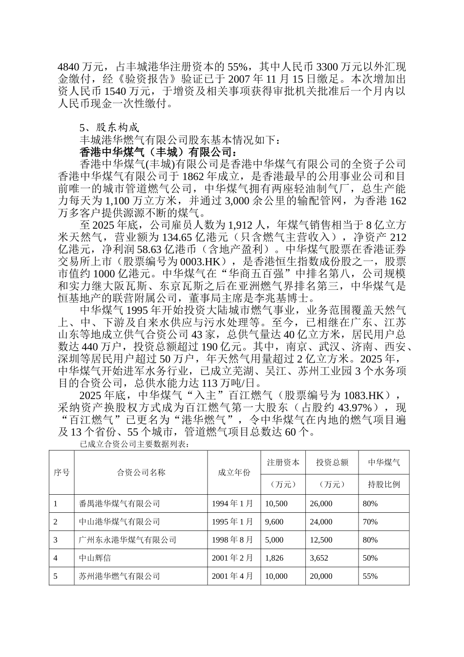 丰城港华燃气有限公司增资建设燃气工程项目申请报告_第3页