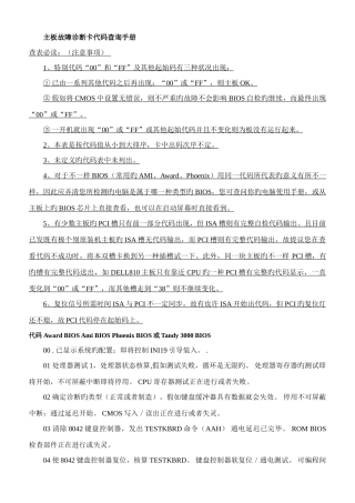 主板故障诊断卡代码查询手册