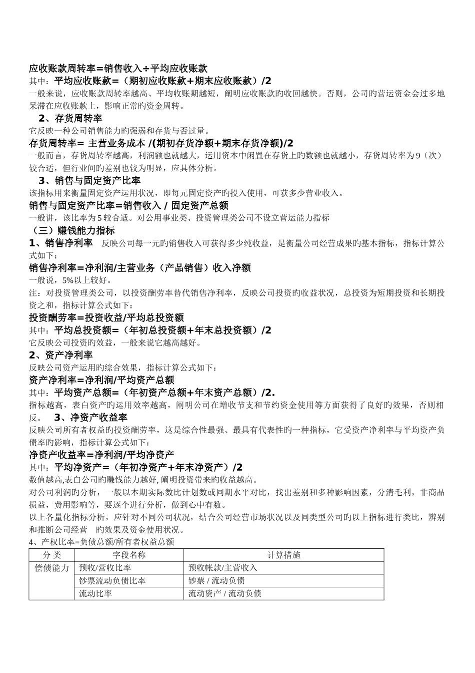主要财务指标计算公式_第2页
