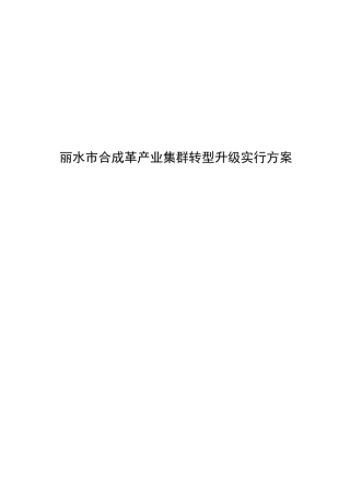 丽水市合成革产业集群转型升级实施方案