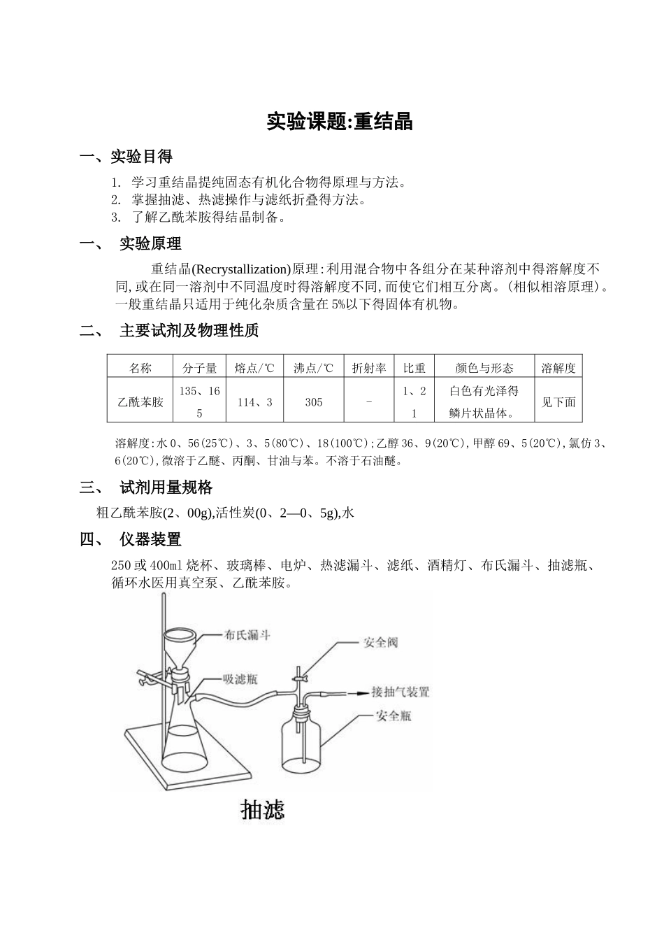乙酰苯胺的重结晶_第1页