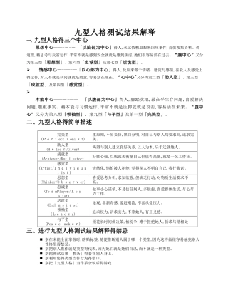 九型人格测试结果分析与解释