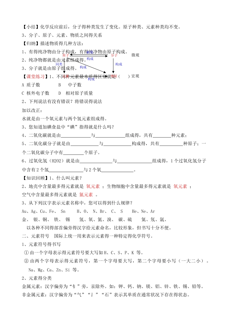 九年级化学元素教案_第3页