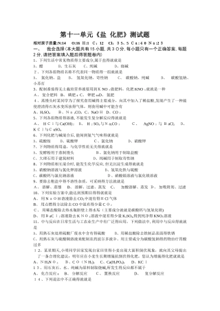 九年级化学盐和化肥测试题
