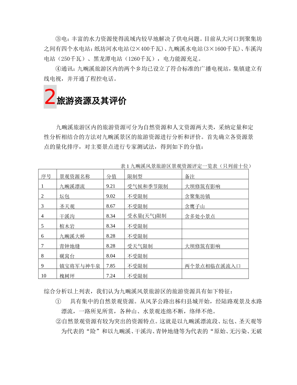 九畹溪风景旅游区开发建设可行性研究报告_第3页