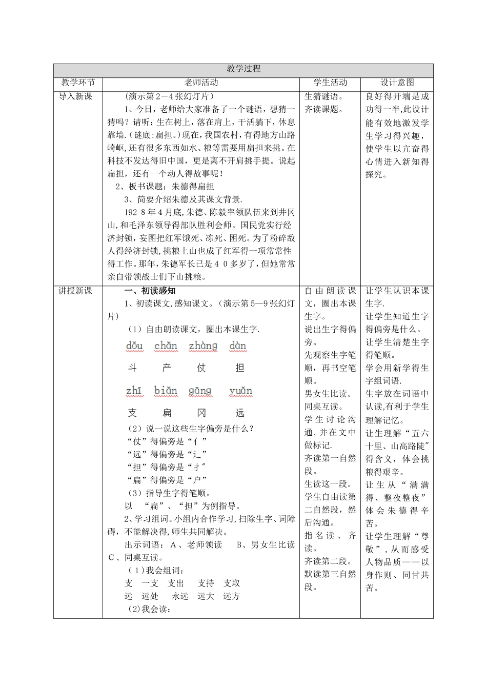 二年级上册语文教案朱德的扁担∣语文S版_第2页