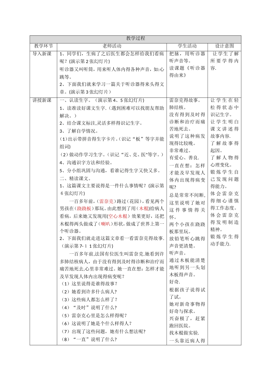 二年级下册语文教案15听诊器的由来_语文s版_第2页
