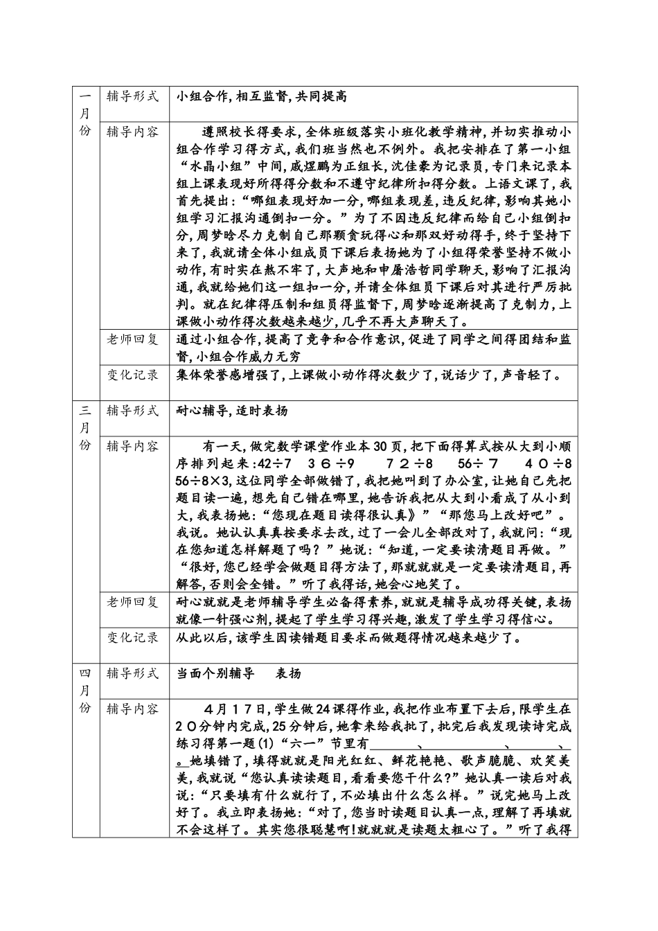 二年级特殊群体学生辅导记录_第3页