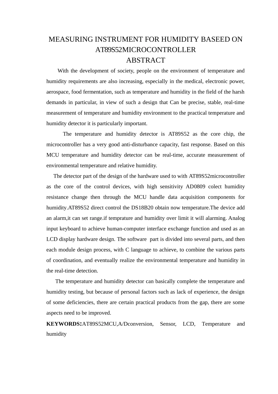 于基at89s52单片机的温湿度检测仪-学位论文_第2页