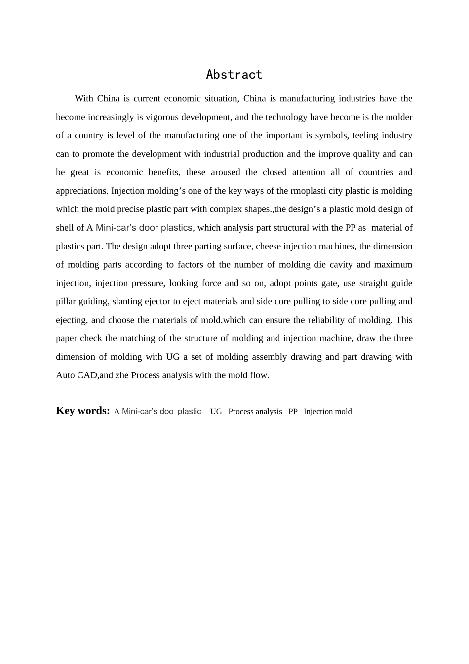 于基ug的某车左侧车门围前支架塑件注塑模设计毕业设计说明大学论文_第3页