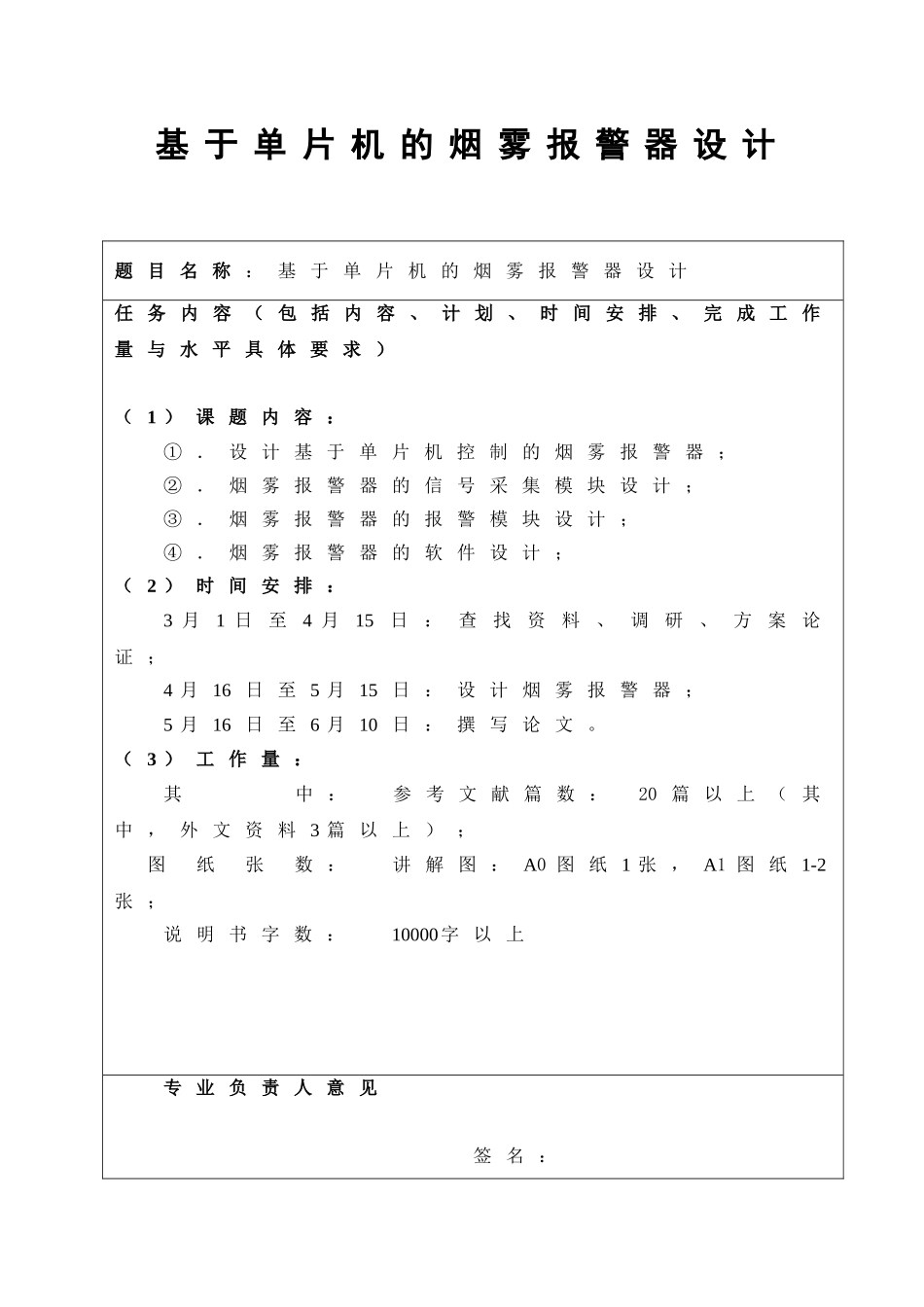 于基单片机的烟雾报警器设计--毕业设计_第1页