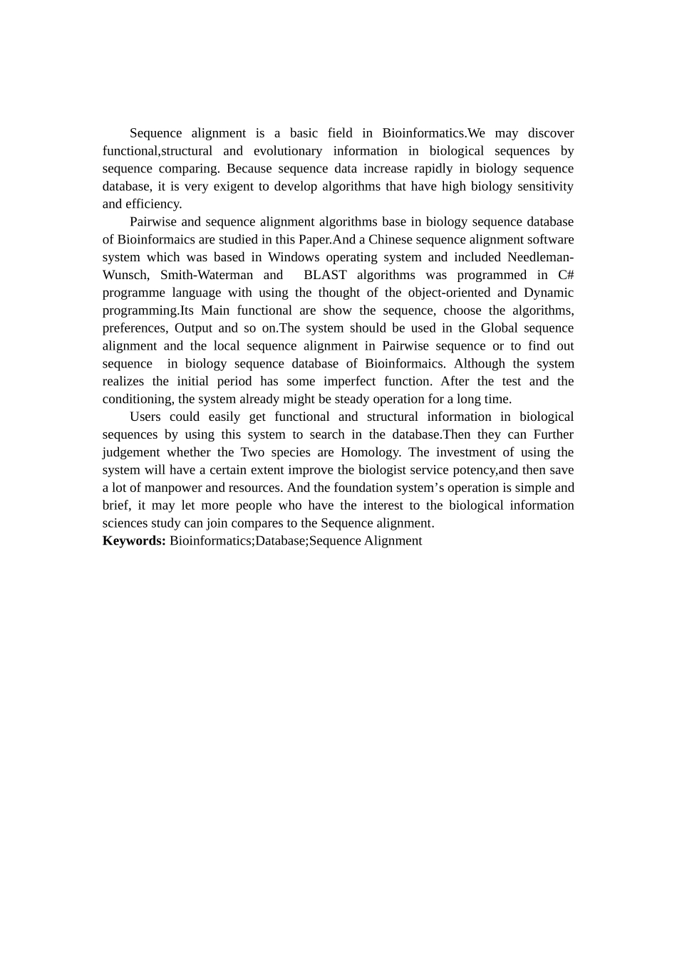 于基生物信息学数据库的基因序列比对算法的设计与实现大学论文_第3页