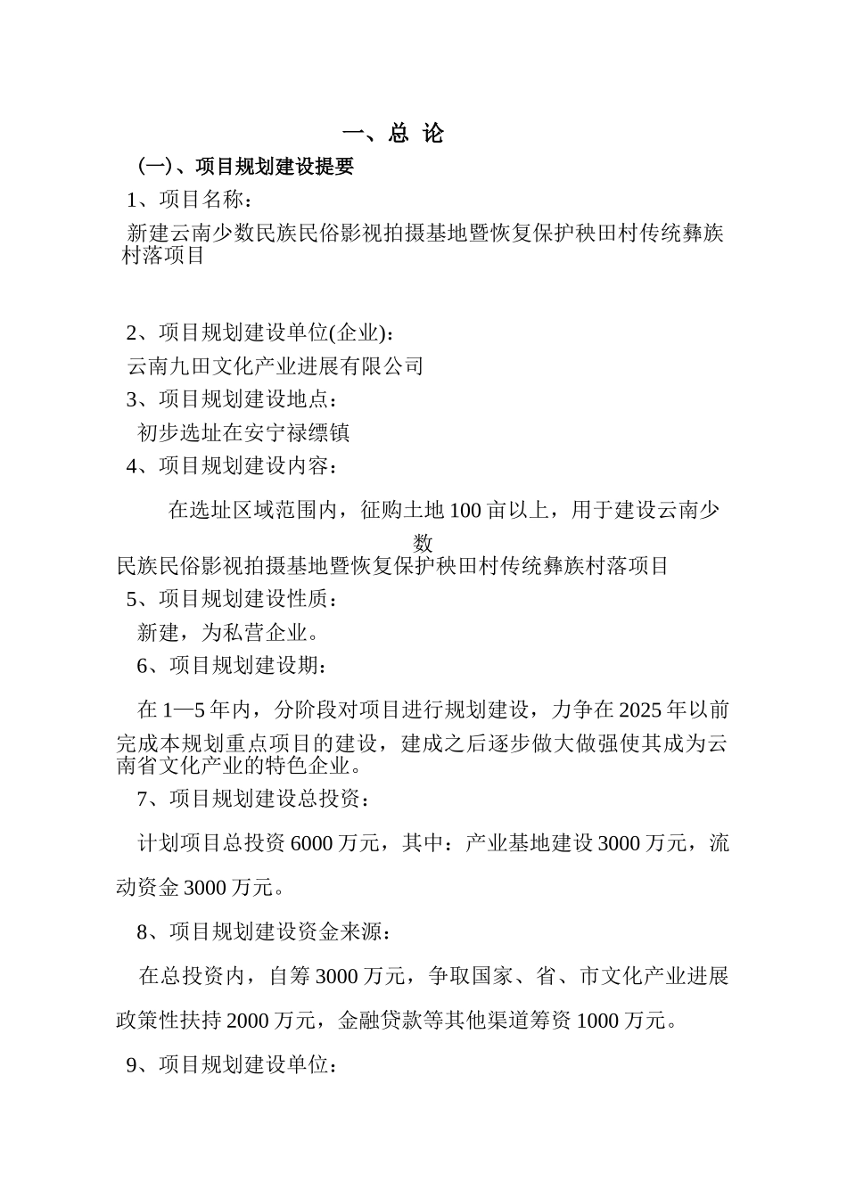 云南省民俗文化影视基地可行性研究报告_第3页