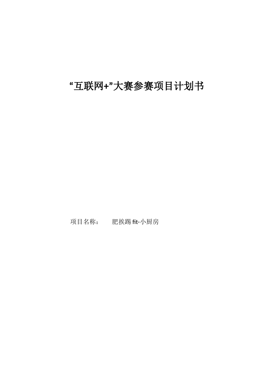 互联网-项目肥挨踢fit-小厨房商业计划书_第1页