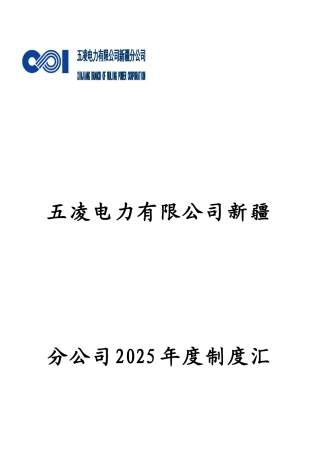 五凌电力有限公司新疆分公司制度汇编