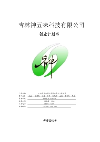 五味子嫩叶茶系列产品绿色公司创业计划书