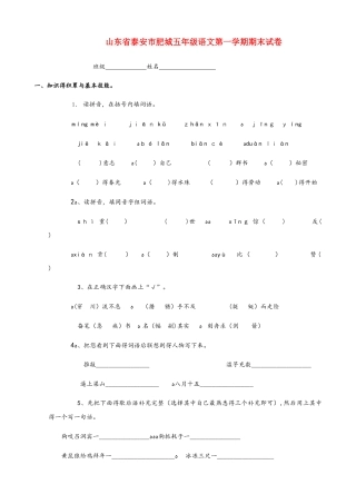 五年级上册语文试题期末试题  人教新课标