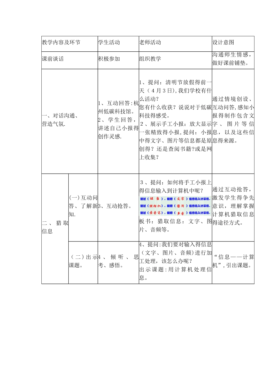 五年级下册信息技术教案1.3用计算机处理信息｜浙江摄影版（ 新）_第2页