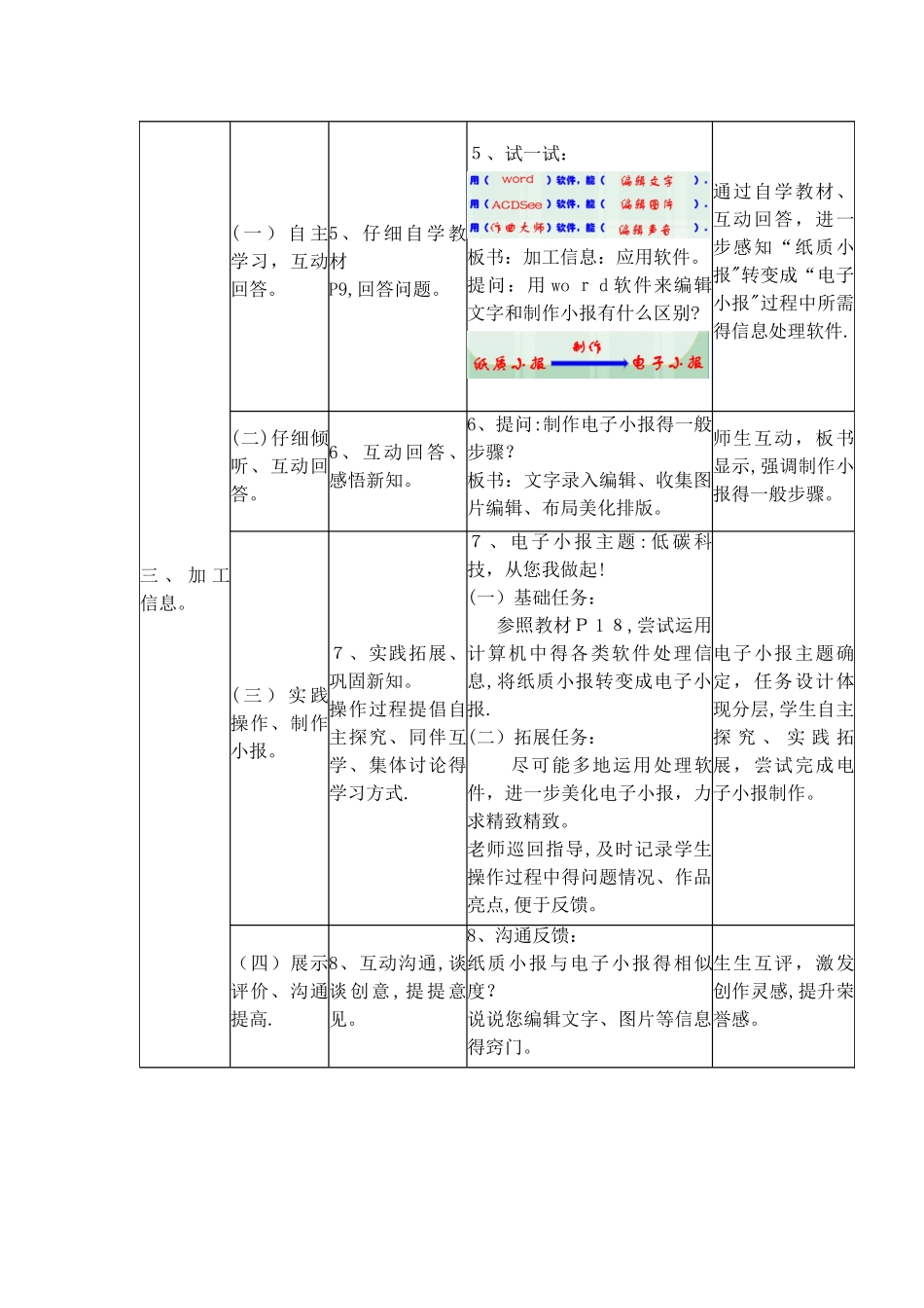 五年级下册信息技术教案1.3用计算机处理信息｜浙江摄影版（ 新）_第3页