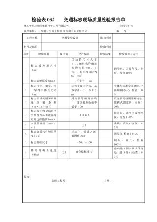 交通标志现场质量检验报告单