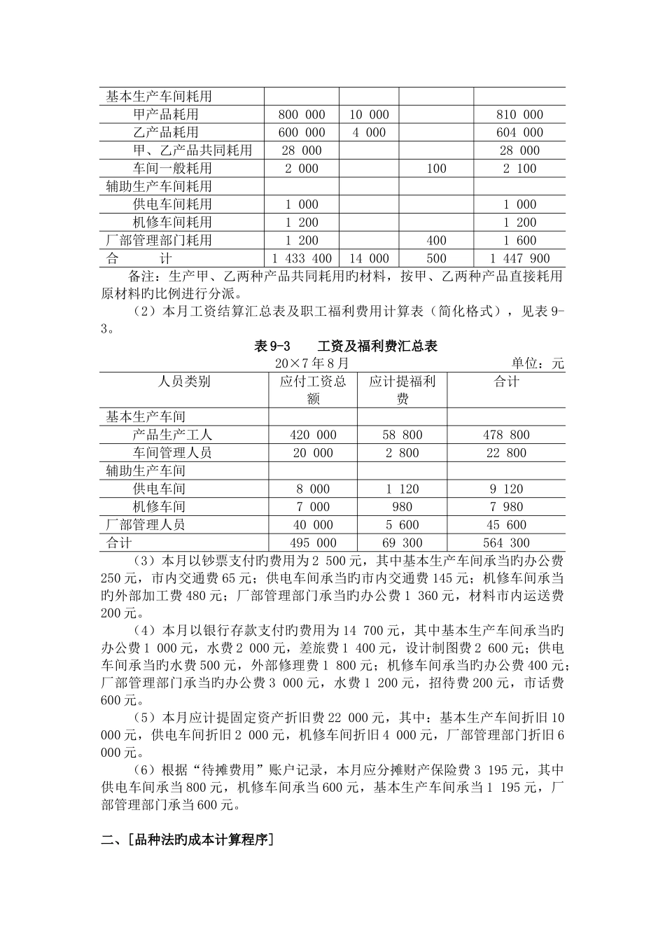 产品成本计算方法案例_第2页