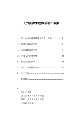 人力资源管理体系设计草案样本