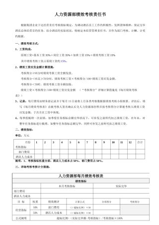 人力资源部绩效管理方案考核表