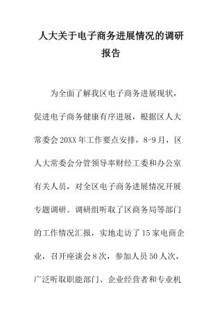 人大关于电子商务发展情况的调研报告