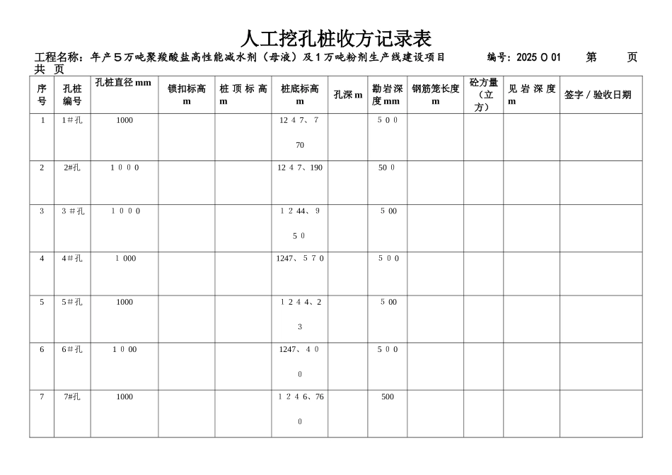 人工挖孔桩收方记录表_第1页