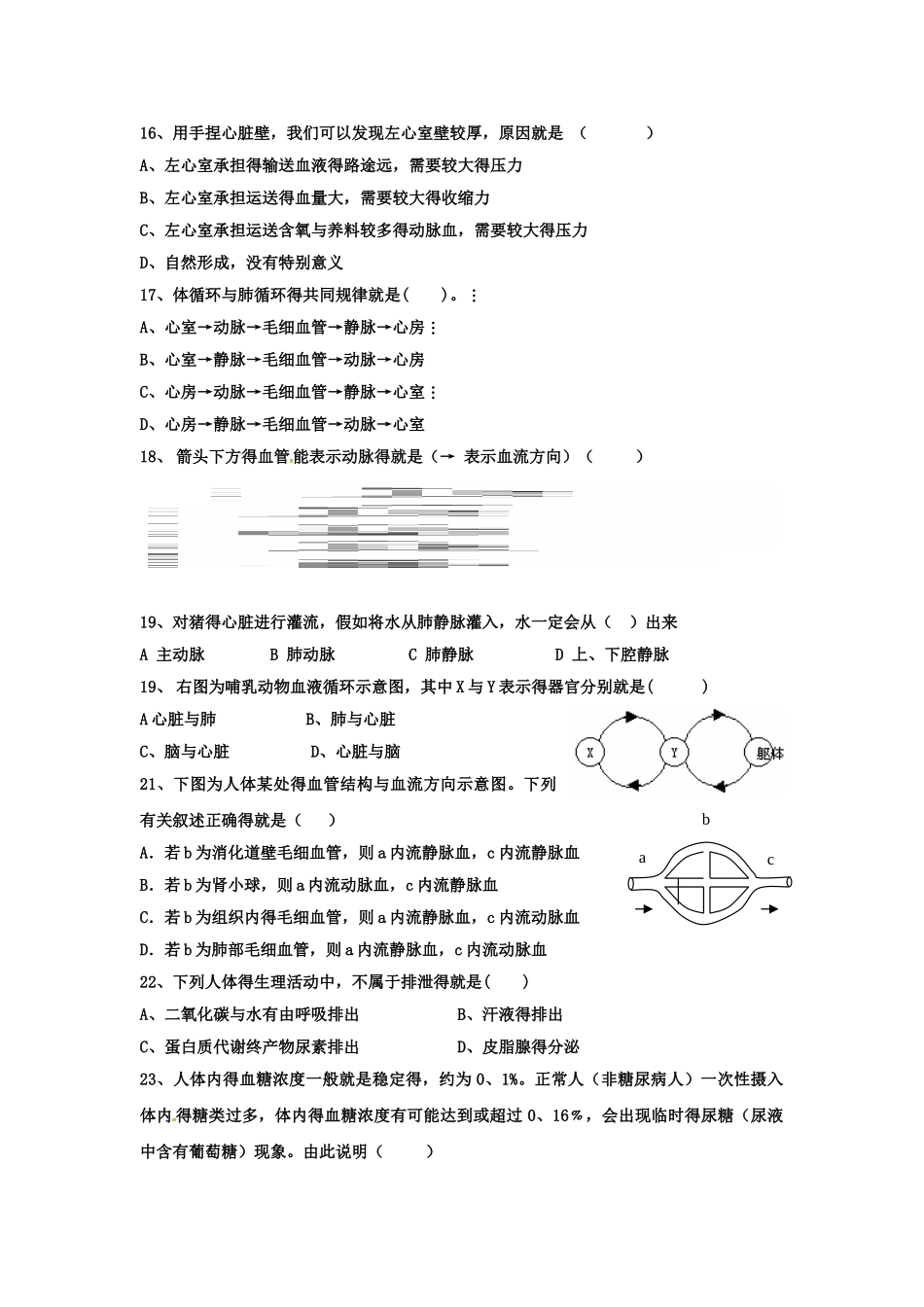 人教版七年级下生物期中试题及答案_第3页