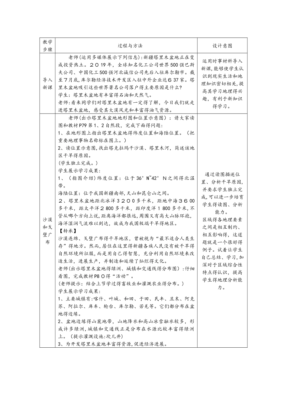 人教版八年级地理下册第八章第二节　干旱的宝地塔里木盆地教案_第2页