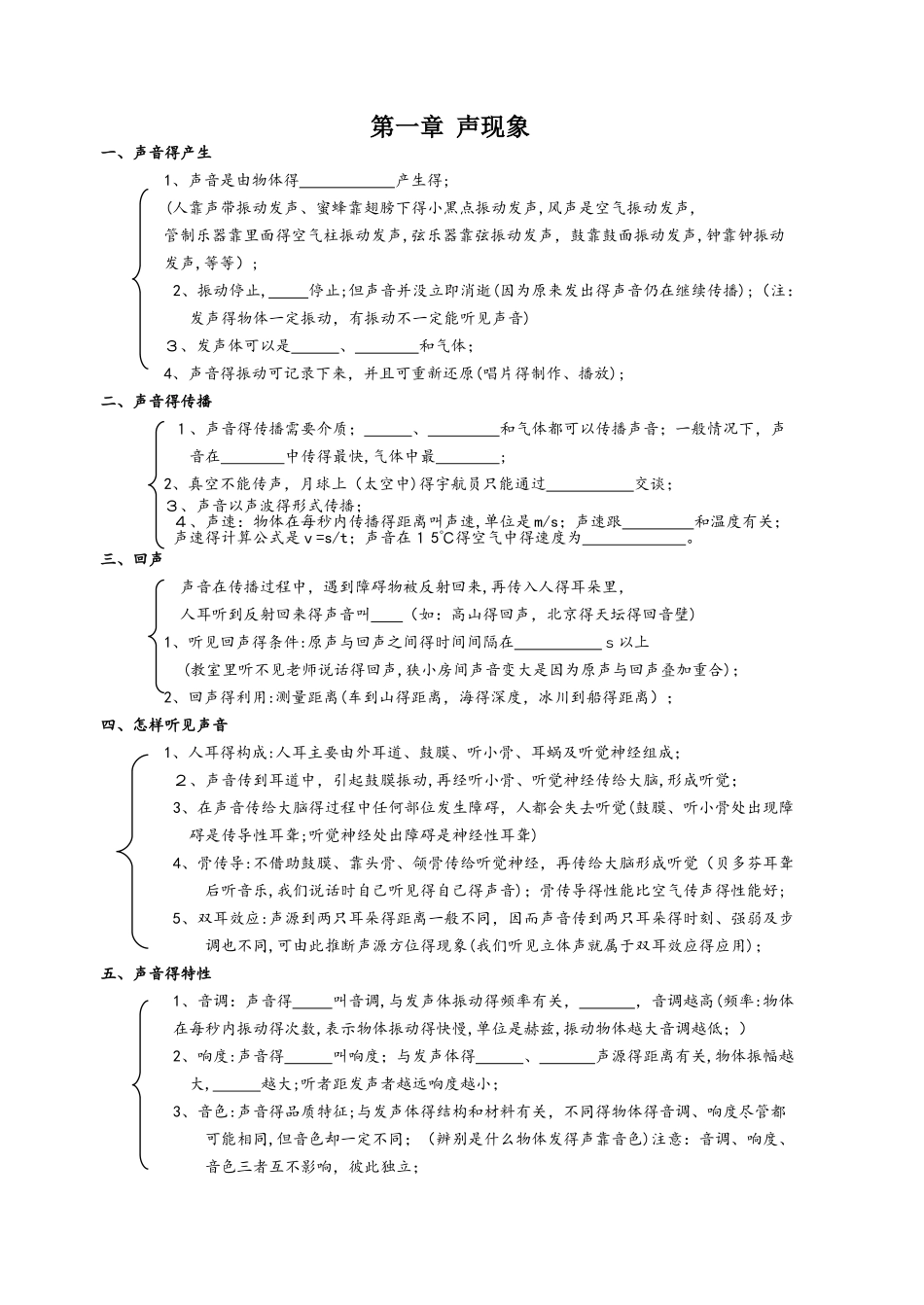 人教版八年级物理　第二章　声现象　讲义_第1页