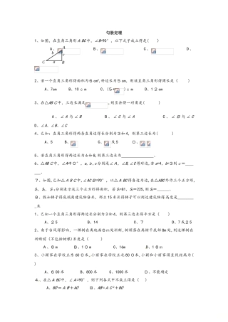 人教版八年级数学下册 第十七章 勾股定理练习（基础）（无答案）