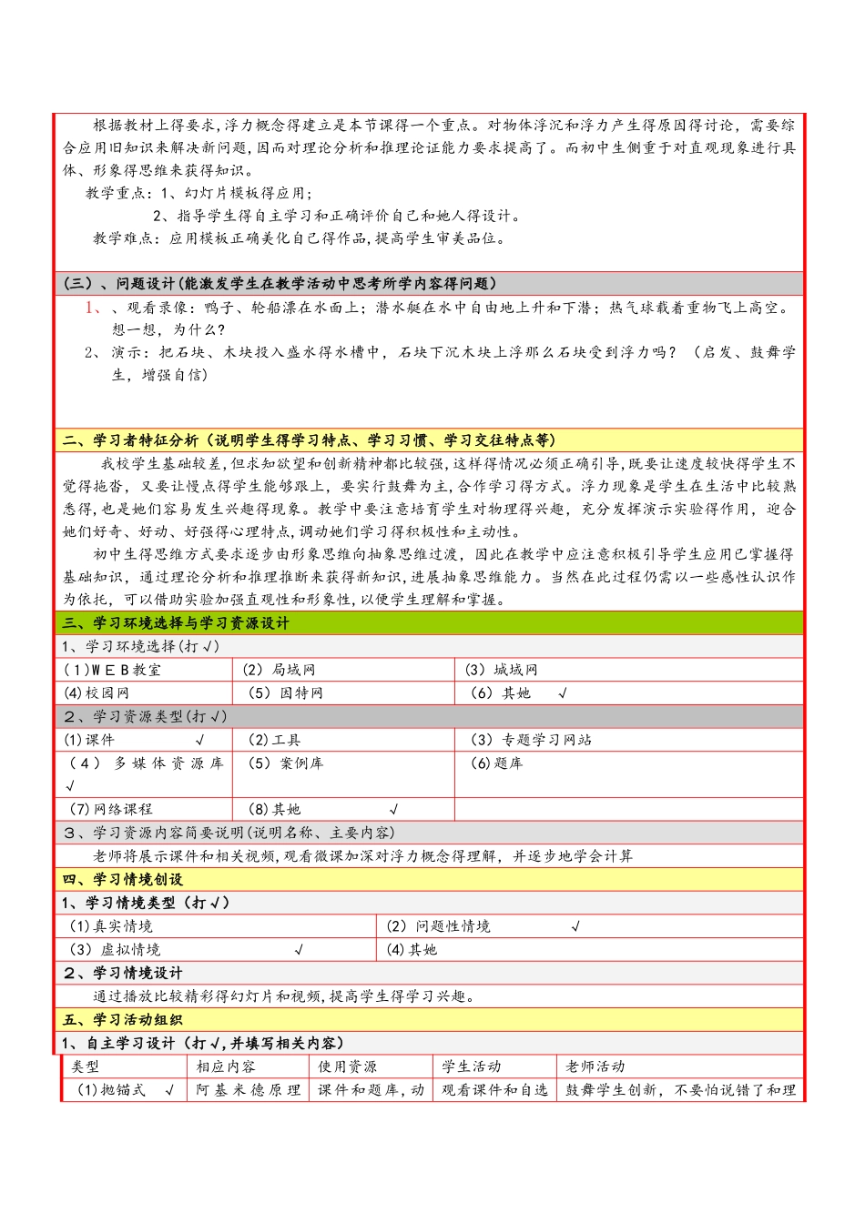 人教版八年级物理下册　10.1　浮力　信息化教学设计案例_第2页