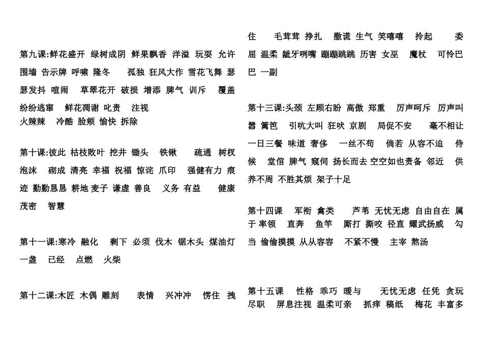 人教版四年级语文上册词语汇总表_第2页