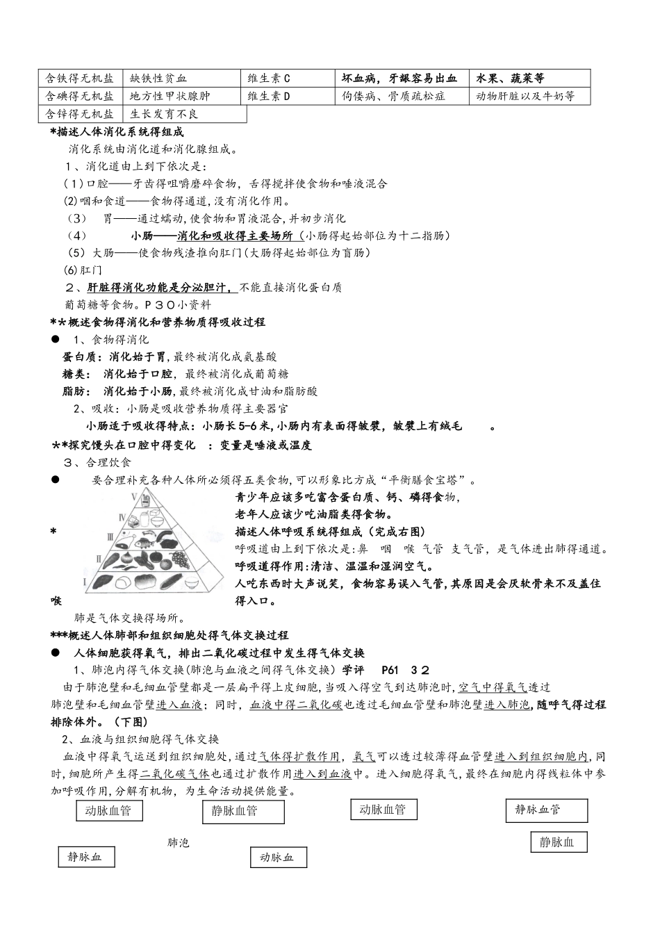 人教版生物七年级下册复习提纲_第2页